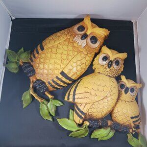 Vintage 1970s HomCo Owl MCM Wall Art (2pcs)